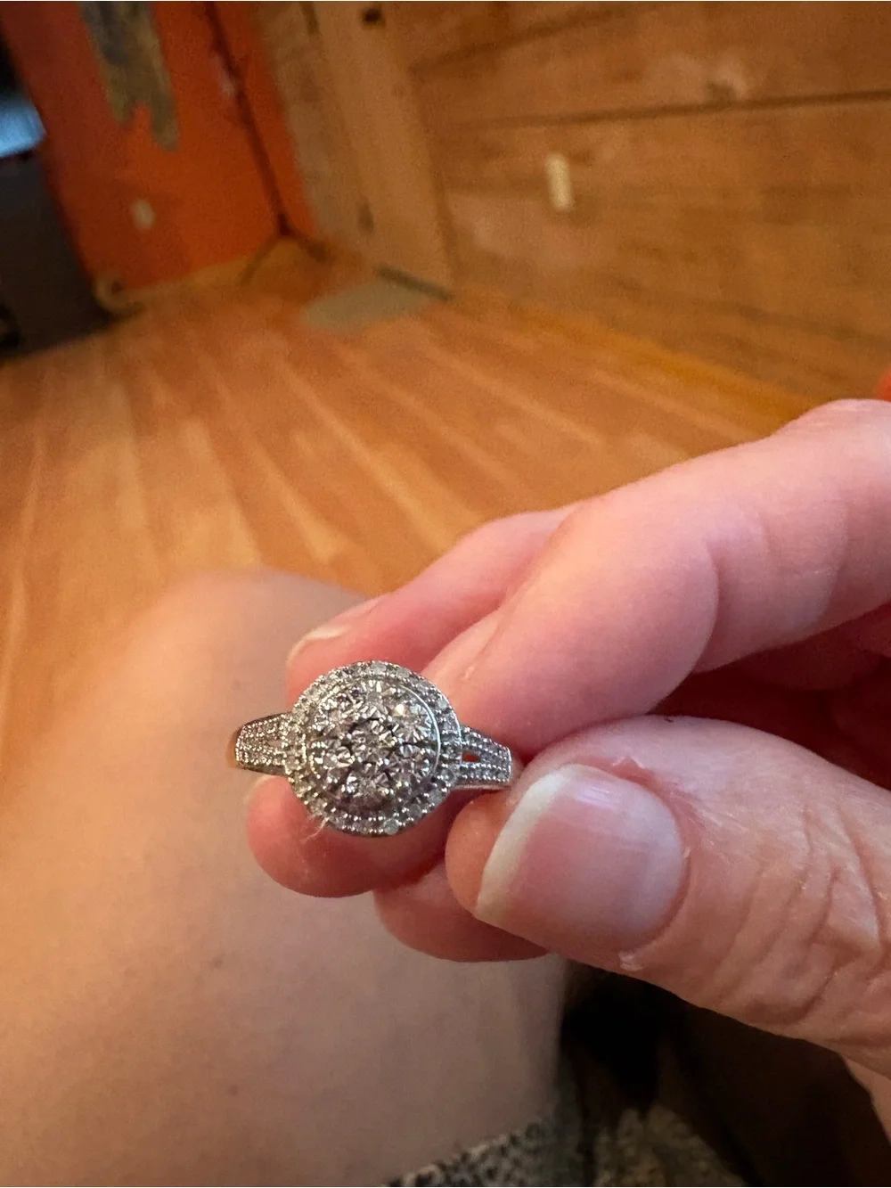 925 Sterling Silver Halo Diamond Cluster Ring REAL DIAMONDS 💎